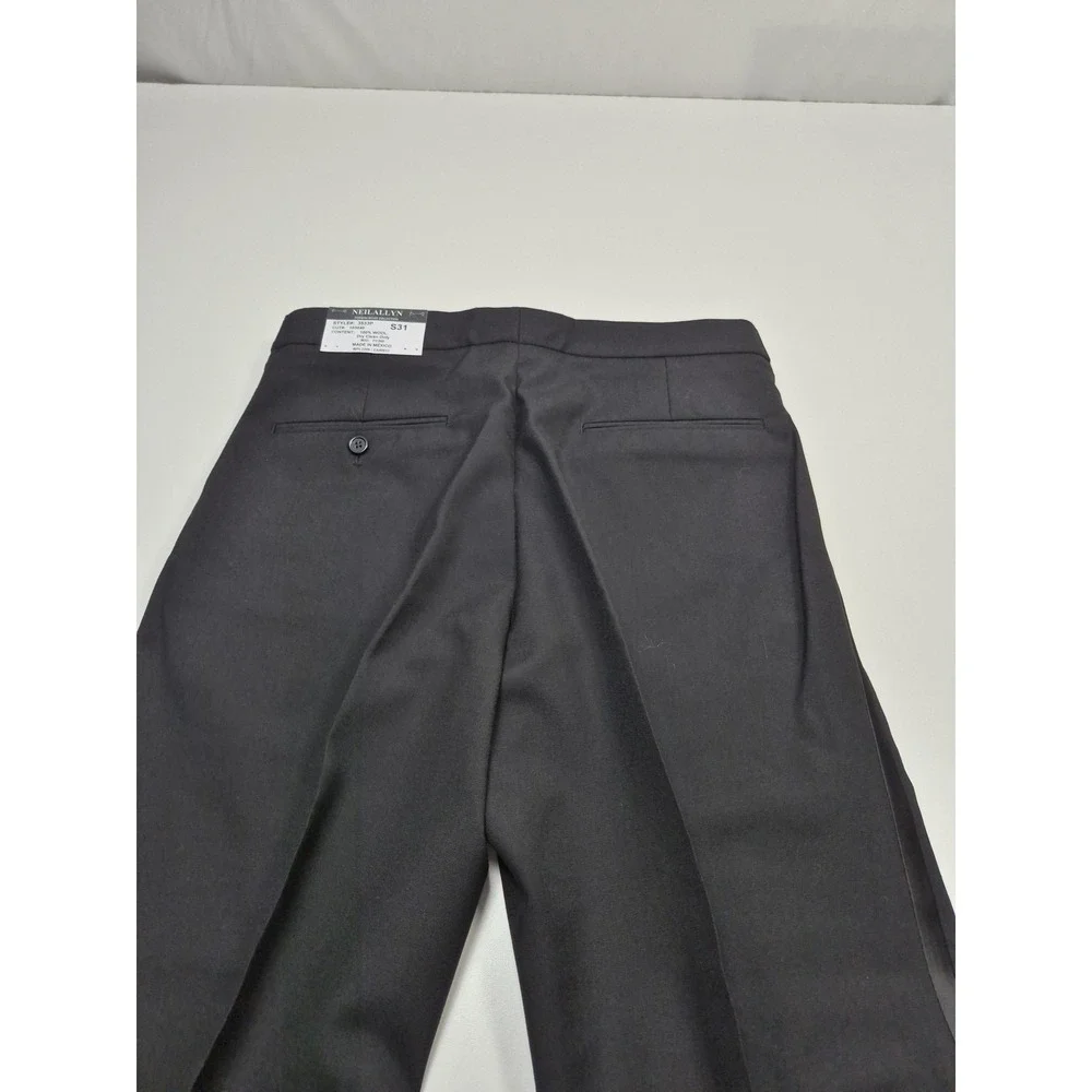 Neil Allyn Suit Pants Mens 31x34 Black Wool Tuxedo Satin Stripe Unhemmed NWT